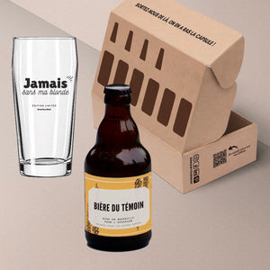 Coffret bière et 1 verre d'annonce témoin