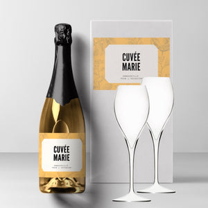 Coffret champagne 1 bouteille + 2 flûtes