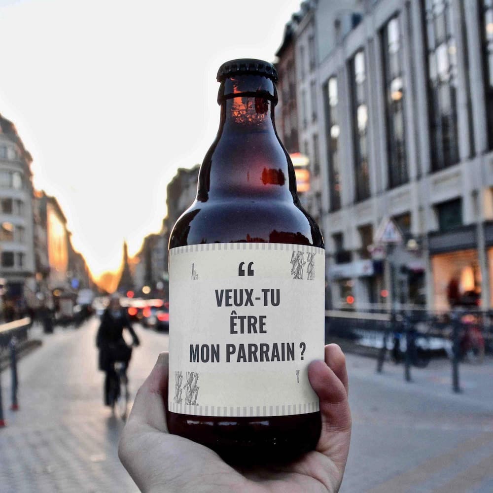 Bière personnalisée veux-tu être mon parrain — annonce originale