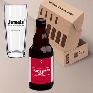 Coffret verre et bières pour nouvel an