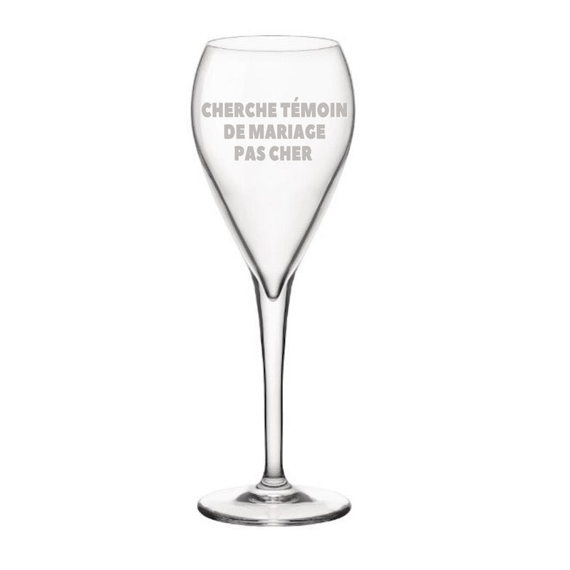 Flûte de champagne personnalisée pour annonce témoin mariage