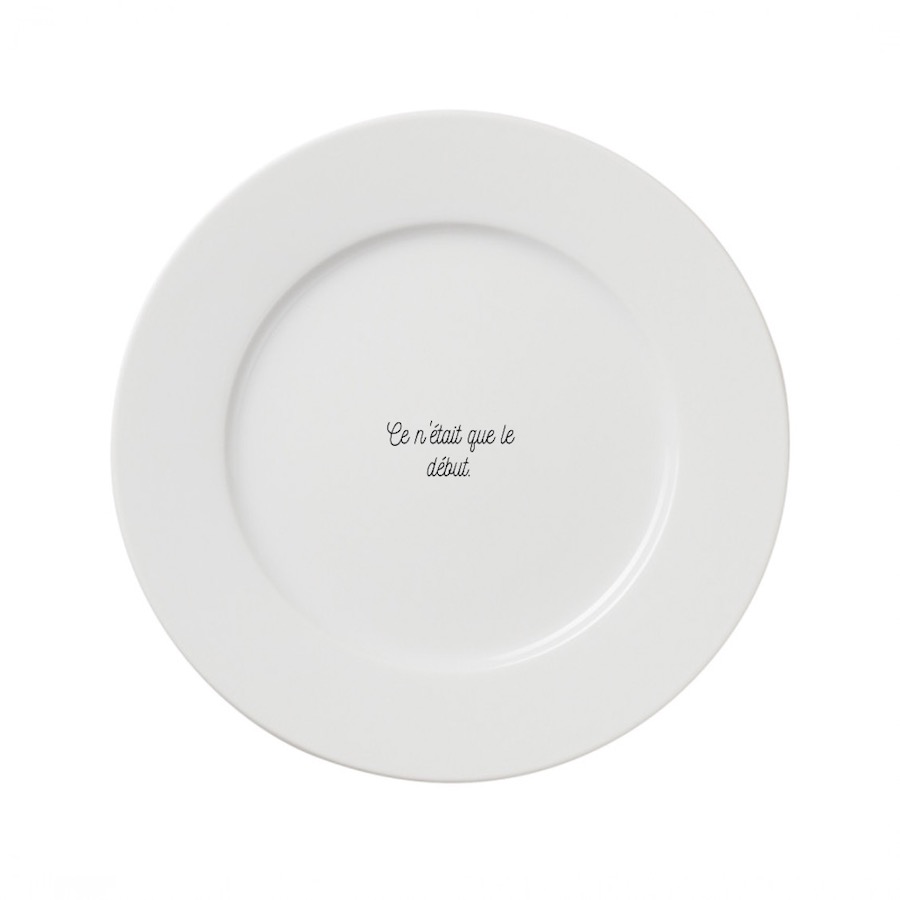 assiette personnalisée en porcelaine alimentaire personnalisée avec texte minimaliste