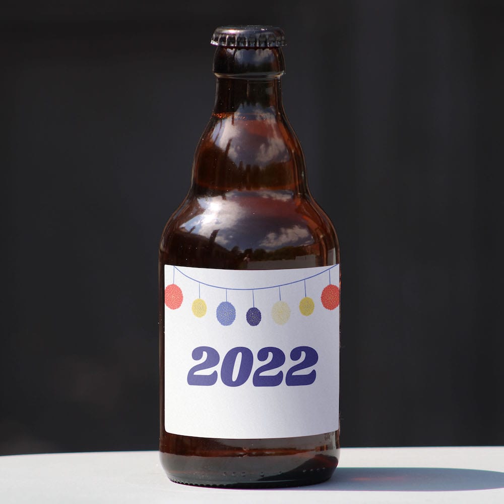 Cadeau nouvel an étiquette rose année 2020