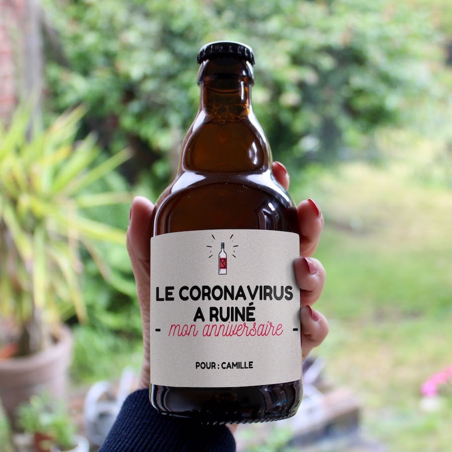 Cadeau anniversaire covid coronavirus bière drôle