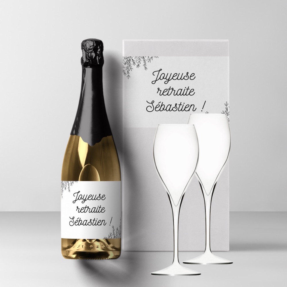 coffret champagne 1 bouteille avec flute cuvée personnalisée avec prénom