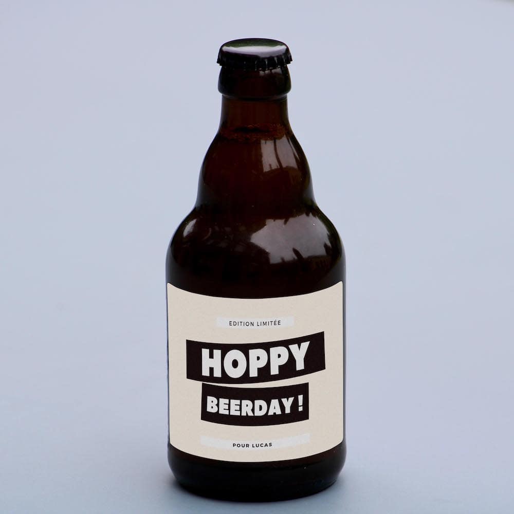 Étiquette bouteille personnalisée anniversaire hoppy beerday