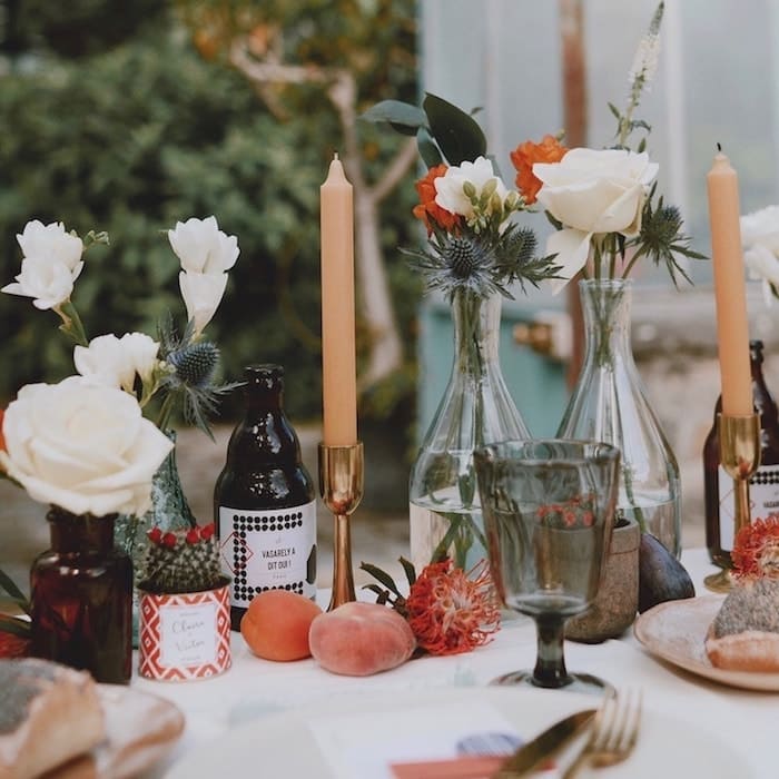 boisson de mariage avec décoration de table vasarely a dit oui paris
